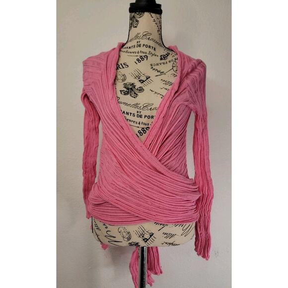 Ioanna Kourbela OS Archetypes Wrap Cardigan Lagenlook Pink Top Cotton Basics - Picture 2 of 9